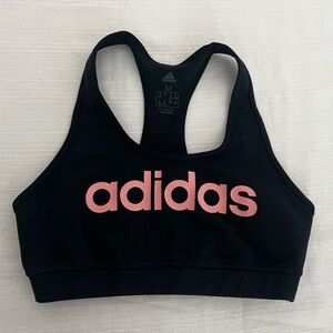 adidas Black Sports Bra with Silver Logo